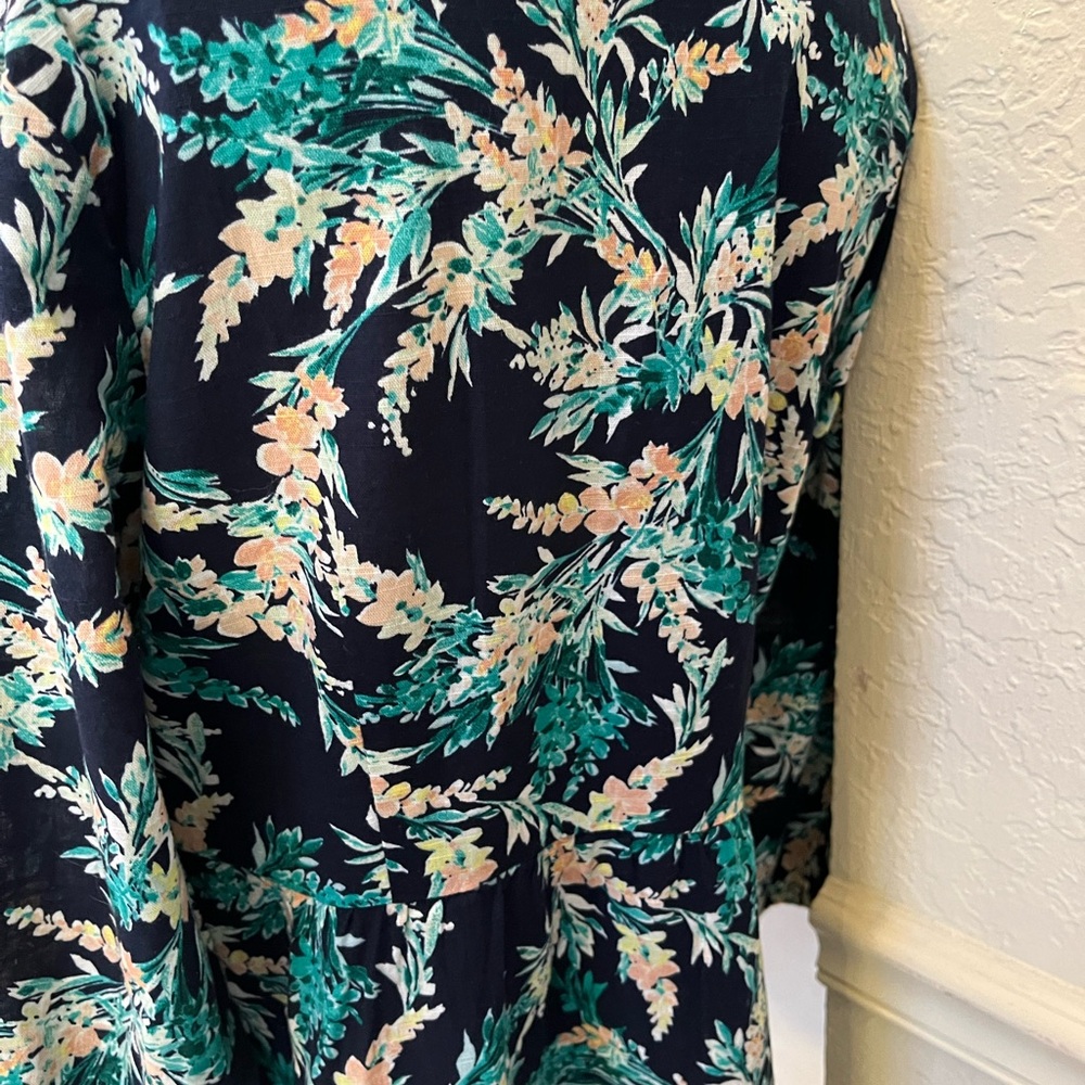J. Jill Floral Dress in Green and Cream